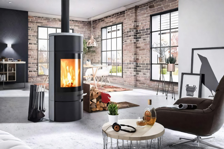 С камина с водна риза може да се отоплява голяма площ